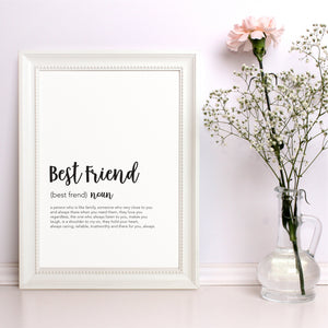 Best Friend Definition Print - Home Decor - Happy Joy Decor