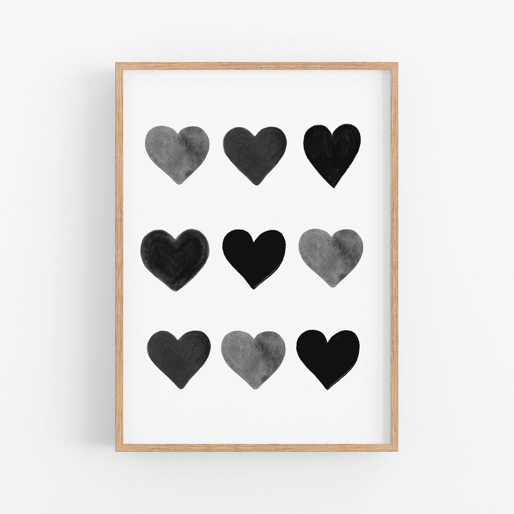 Black Heart Print - Monochrome Prints - Happy joy Decor