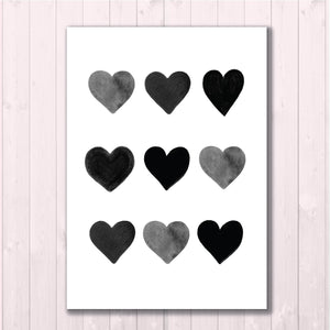 Black Heart Print - Monochrome Prints - Happy joy Decor