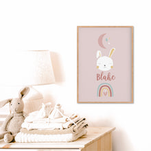 Load image into Gallery viewer, Boho Baby Bunny Personalised Print - Neutral Boho Nursery Prints - Happy Joy Decor

