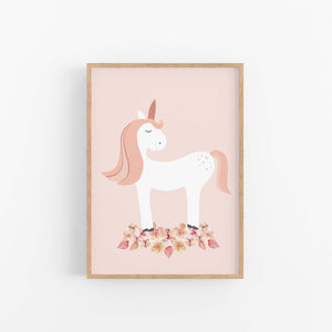 Boho Rainbow Unicorn Personalised Print Set - Girls Nursery Prints - Happy Joy Decor
