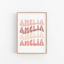 Load image into Gallery viewer, Girls Retro Wavy Name Print
