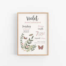 Load image into Gallery viewer, Boho Butterfly Garden Birth Announcement Print - Happy Joy Decor
