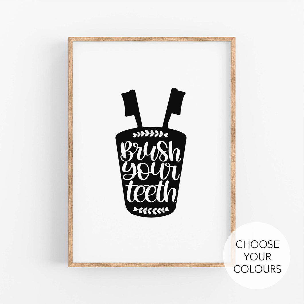 Brush Your Teeth Bathroom Print - Happy Joy Decor