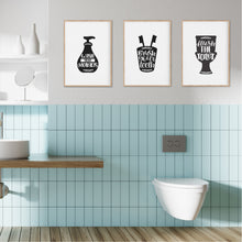 Load image into Gallery viewer, Wash Brush Flush Bathroom Print Set
