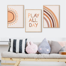 Load image into Gallery viewer, Play All Day Print Set - Boho Playroom Prints - Happy Joy Decor
