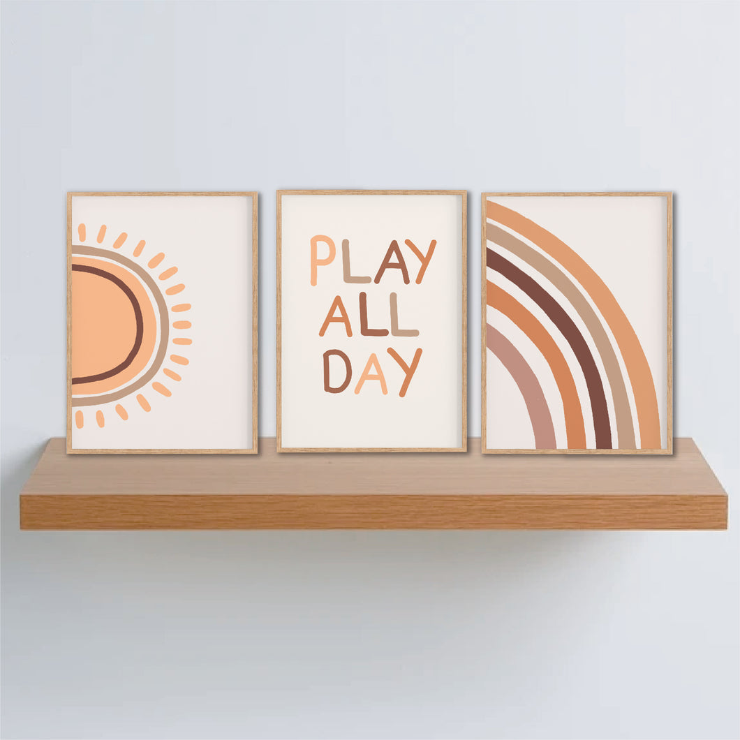 Terracotta Play All Day Instant Download Set of 3 - Happy Joy Decor