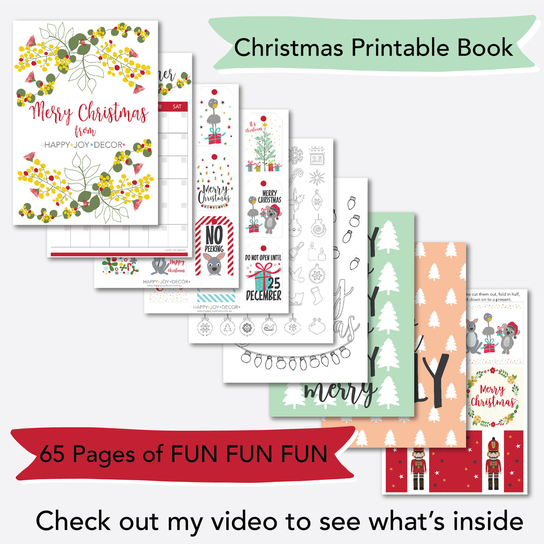 Christmas Printable Activity Book - Christmas Instant Download - Happy Joy Decor