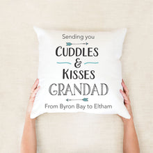 Load image into Gallery viewer, Cuddles Long Distance Personalised Cushion - Personalised Fathers Day Gifts - Happy Joy Decor

