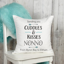 Load image into Gallery viewer, Cuddles Long Distance Personalised Cushion - Personalised Fathers Day Gifts - Happy Joy Decor
