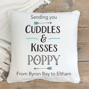 Cuddles Long Distance Personalised Cushion - Personalised Fathers Day Gifts - Happy Joy Decor