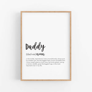Daddy Definition Print - Gifts For Dad - Father day Gift - Happy Joy Decor