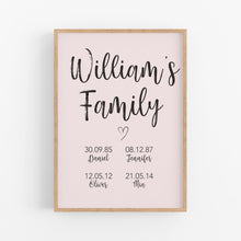 Load image into Gallery viewer, Family Dates Print - Home Decor Prints - Happy Joy Decor
