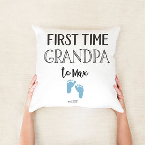First Time Grandpa Personalised Cushion - Firth Fathers Day Gift - Happy Joy Decor