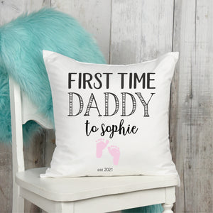 First Time Daddy Personalised Cushion - Firth Fathers Day Gift - Happy Joy Decor