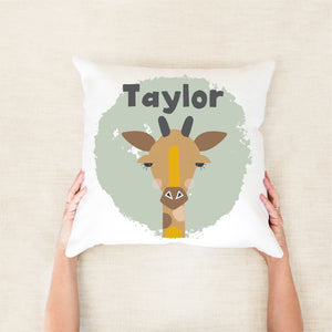 Giraffe personalised kids cushion - kids name cushion - Happy Joy Decor