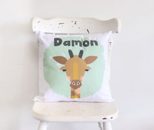 Load image into Gallery viewer, Giraffe personalised kids cushion - boys custom name pillow - Happy Joy Decor
