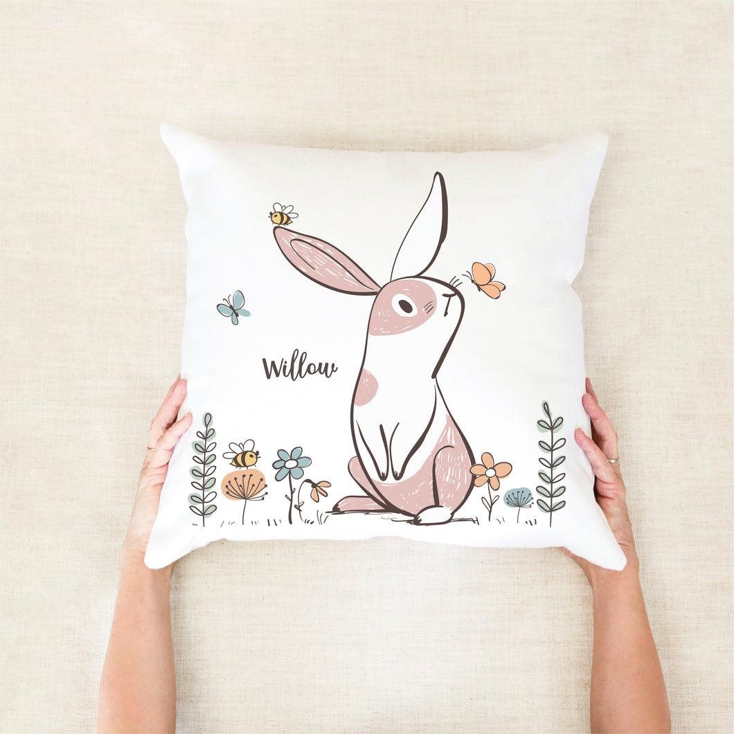 Pink Bunny Personalised Cushion