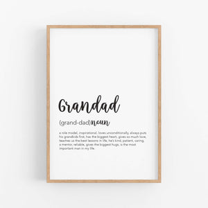 Grandad Definition Print - Grandparent Gifts - Fathers Day Gift from Grandkids - Happy Joy Decor