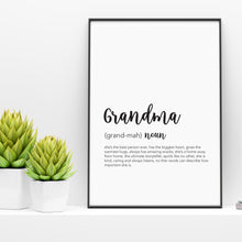 Load image into Gallery viewer, Grandma Definition Print - Gifts for Grandparents  - Mothers day Gifts for Grandma
