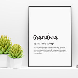 Grandma Definition Print - Gifts for Grandparents  - Mothers day Gifts for Grandma