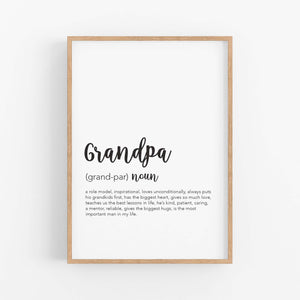 Grandpa Definition Print - Gifts for Grandpa from grandkids - Grandpa gifts for Fathers day