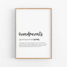 Load image into Gallery viewer, Grandparents Definition Print - Grandparent gifts from grandkids - Happy Joy Decor
