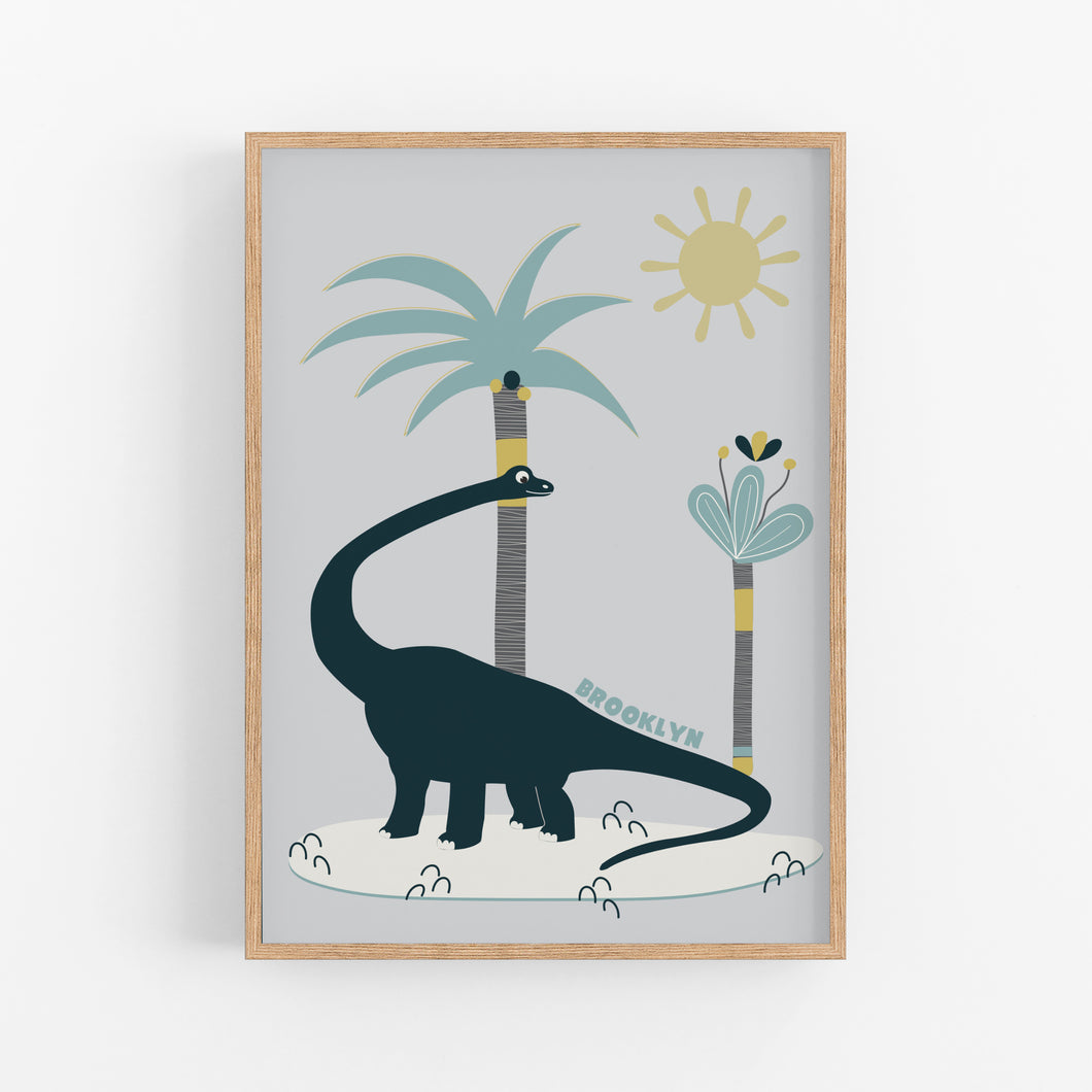 Brontosaurus Dino Personalised Print - Happy Joy Decor