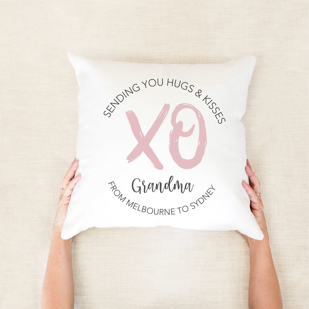 Hugs & Kisses Personalised Cushion - gifts for grandparents - Happy Joy Decor