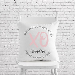 Hugs & Kisses Personalised Cushion - gifts for grandparents - Happy Joy Decor