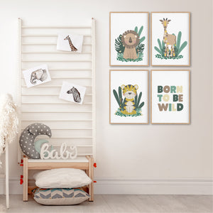 Born to Be Wild Jungle Animal Instant Download - Jungle Nursery Prints - Happy Joy Decor