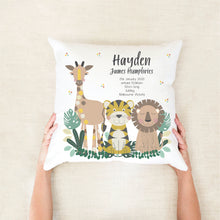 Load image into Gallery viewer, Jungle Animals Birth Stat Cushion
