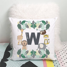 Load image into Gallery viewer, Jungle Animal Personalised Initial Cushion
