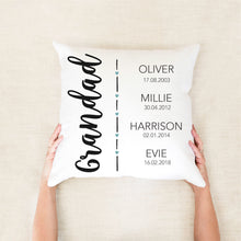 Load image into Gallery viewer, Family Birth Dates Personalised Cushion - Personalised gifts for Dad - Happy Joy Decor
