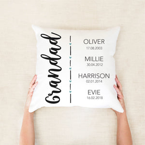 Family Birth Dates Personalised Cushion - Personalised gifts for Dad - Happy Joy Decor