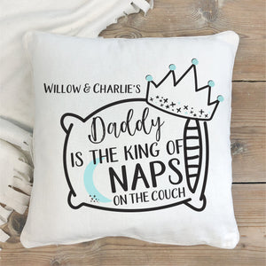 King Of Naps Personalised Cushion - Funny Personalised Gifts For Fathers Day - Happy Joy Decor