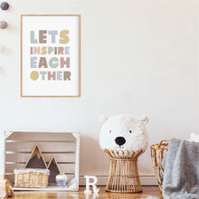 Load image into Gallery viewer, Lets Inspire Each Other Print - Kids Gender Neutral Wall Art - Happy Joy Decor
