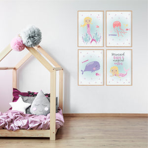 Mermaid Instant Download - Girls bedroom nursery printables - Happy Joy Decor