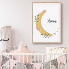 Load image into Gallery viewer, Moon Personalised Print - Girls Nursery Wall prints - Happy Joy Decor
