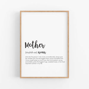 Mother Definition Print - Mothers Day Gift - Happy Joy Decor