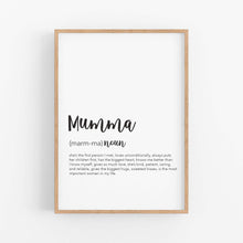Load image into Gallery viewer, Mumma Definition Print - Mothers Day Gift - Happy Joy Decor
