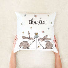 Load image into Gallery viewer, Bunny Personalised Cushion - Neutral Nursery Decor- Happy Joy Decor
