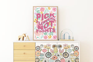 Pastel Pick Flowers Not Fights Instant Download