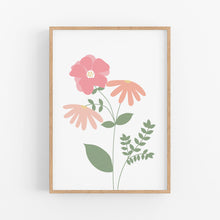 Load image into Gallery viewer, Peach Floral Personalised Birth Print Set - Nursery Wall Art - Happy Joy Decor
