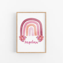 Load image into Gallery viewer, Floral Rainbow Personalised Print - Girls Name Print - Happy Joy Decor
