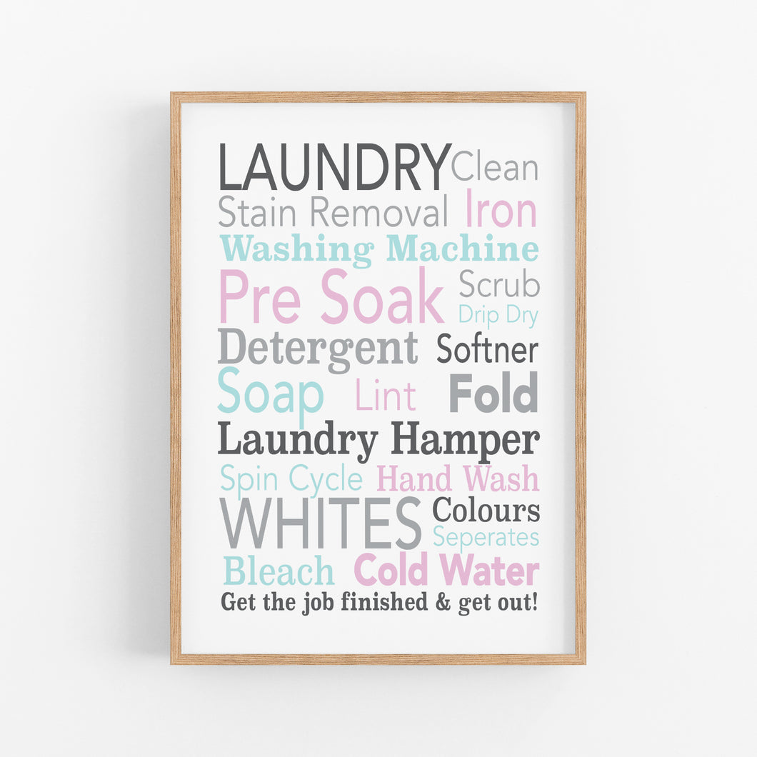 Laundry Typography Wall Art Print - Laundry Art - Happy Joy Decor