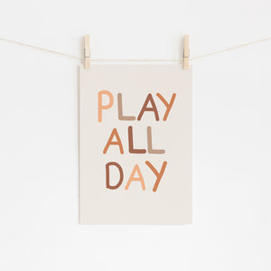 Play All Day - Neutral Kids Wall Art - Happy Joy Decor