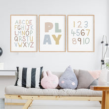 Load image into Gallery viewer, Playroom Essential Wall Art Set - Kids Neutral Art - Happy Joy Decor
