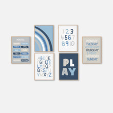 Load image into Gallery viewer, Blue Playroom Instant Download Set of 6 - Happy Joy Decor
