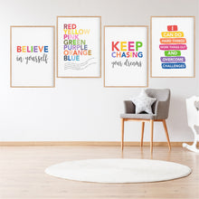 Load image into Gallery viewer, Rainbow Inspirational Playroom Instant Download Set of 4 - Happy Joy Decor
